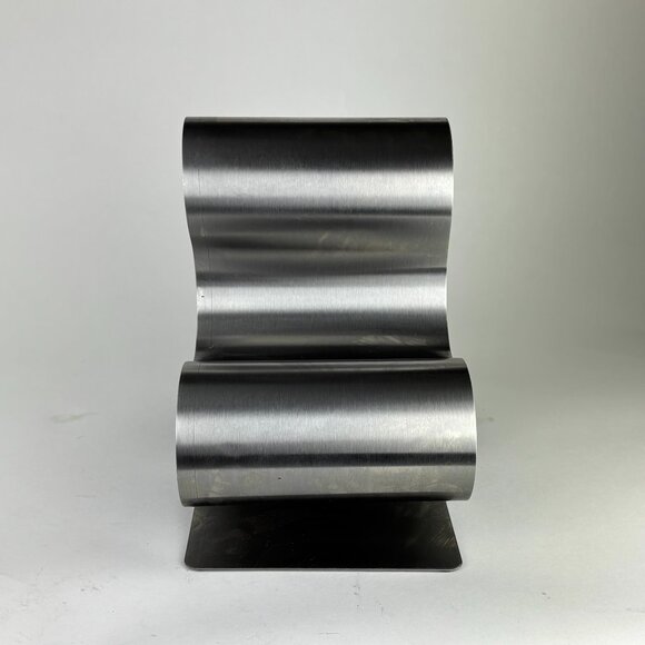 Modern Stainless Steel Wine Rack - Sculptural Elegance 6 Bottle - Picture 4 of 5